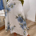 Women's Printed High-waisted Casual Loose A-line Cotton And Linen Skirt