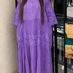 Women's Patchwork Embroidered Lace Loose Linen And Cotton Dress