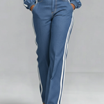 Casual And Cozy White-trimmed Straight-leg Jeans