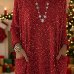 Christmas Sparkling Loose Pocket Pullover Sweater