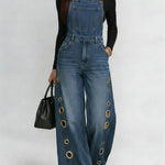 Women's Casual Loose Denim Overalls Wide-leg Jumpsuit
