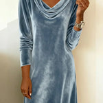Women's velvet draped neck dress