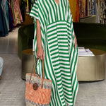 Loose And Cozy Striped Linen And Cotton Dress
