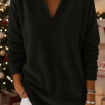 Retro Christmas Polo Collar Velvet Pullover