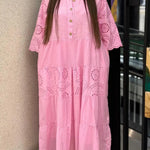 Women's Patchwork Embroidered Lace Loose Linen And Cotton Dress