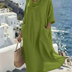 Women's Linen And Cotton Pocket Dress