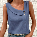 Women's Asymmetrical Collar Sleeveless Shirt