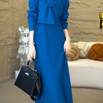 Women's Cozy Sweater Dress With Detachable Scarf