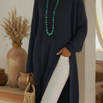 Elegant Cozy Slit Loose Knit Dress