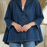Women's V-neck 3/4 Sleeve Casual Loose Denim Top