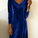 Women's velvet draped neck dress