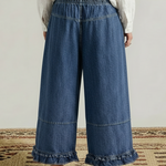 Casual Cozy Ruffled Details Denim Wide-leg Pants