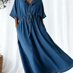 Casual Retro Ruffled Collar Loose Denim Dress
