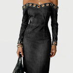 Women's Strapless Long-sleeved Casual Slim-fit Denim Dress