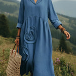 Rose Kiss Vintage Boho Shawl Collar Dress