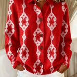 Women's Vintage Abstract Geometry Art Print Casual Sweater