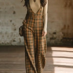 Women's Retro Plaid Cotton Jumpsuit