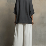 Cozy Cotton-linen Irregular Top And Wide-leg Pants Two-piece Set