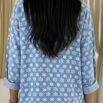 Casual Embroidered Denim V-neck Top