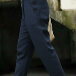Casual Outing Button Details Linen Pants