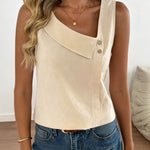 Women's Asymmetrical Collar Sleeveless Shirt