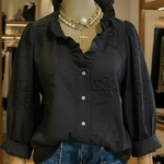 Casual Romantic Ruffled Collar Cotton Shirt