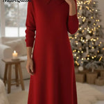 Retro Peter Pan Collar Knit Midi Dress