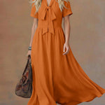 Comfortable Linen And Cotton Tie-waist Dress