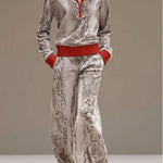 Casual Snakeskin Print Sweatshirt And Wide-leg Pants Two-piece Set