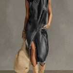 Women's Stand-collar Sleeveless Casual Loose Denim Dress