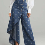 Women's Cute Dots Print High-waisted Relaxed Fit Wide-leg Jeans With A Stylish Design.