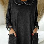 Women's Peter Pan Collar Long-sleeved Loose-fitting Casual Denim Top