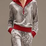 Casual Snakeskin Print Sweatshirt And Wide-leg Pants Two-piece Set