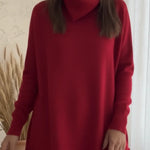 Casual Scarf Collar Solid Color A-line Sweater Top