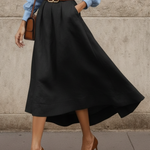 Elegant Irregular Hem Linen-cotton Blend Skirt