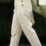 Casual Outing Button Details Linen Pants