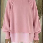 Women's Comfortable Patchwork Faux Two-piece Lantern Sleeve Sweater
