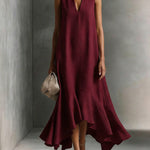 Women's V-neck Sleeveless Casual Loose Linen Dress
