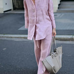 Effortless Elegance Linen Shirt And Wide-leg Pants Two-piece Set