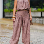 Women's Casual Linen And Cotton Sleeveless Top And Pants Two-piece Set