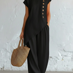 Casual Cozy Artistic Cut Button Linen Cotton Set
