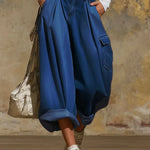 Women's Solid Color High-waisted Casual Wide-leg Jeans