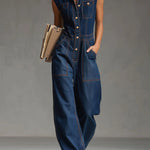 Women's Casual Sleeveless Cotton Denim Jumpsuit