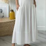 Women's Casual Patchwork White Lace Linen-cotton Skirt