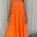 Cozy Basic Loose Linen Cotton Slip Dress