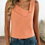 Women's Asymmetrical Collar Sleeveless Shirt