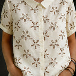 3d Embroidered Short-sleeved Cotton Shirt