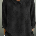 Romantic Floral Embroidered Peter Pan Collar Shirt Blouse