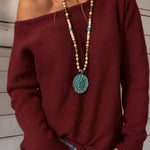 Casual Solid-color Off-the-shoulder Sweater