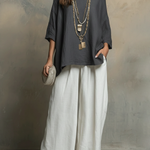 Cozy Cotton-linen Irregular Top And Wide-leg Pants Two-piece Set